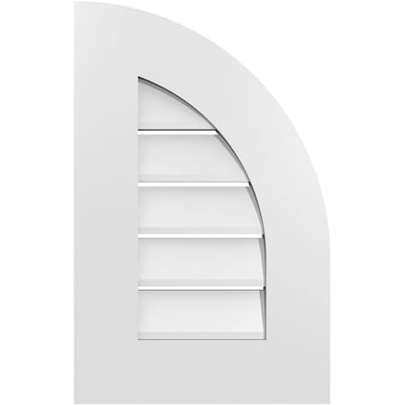 Ekena Millwork Quarter Round Top Right Surface Mount PVC Gable Vent w/ 3-1/2"W x 1"P Standard Frame, 14"W x 22"H GVPQR14X2201SF